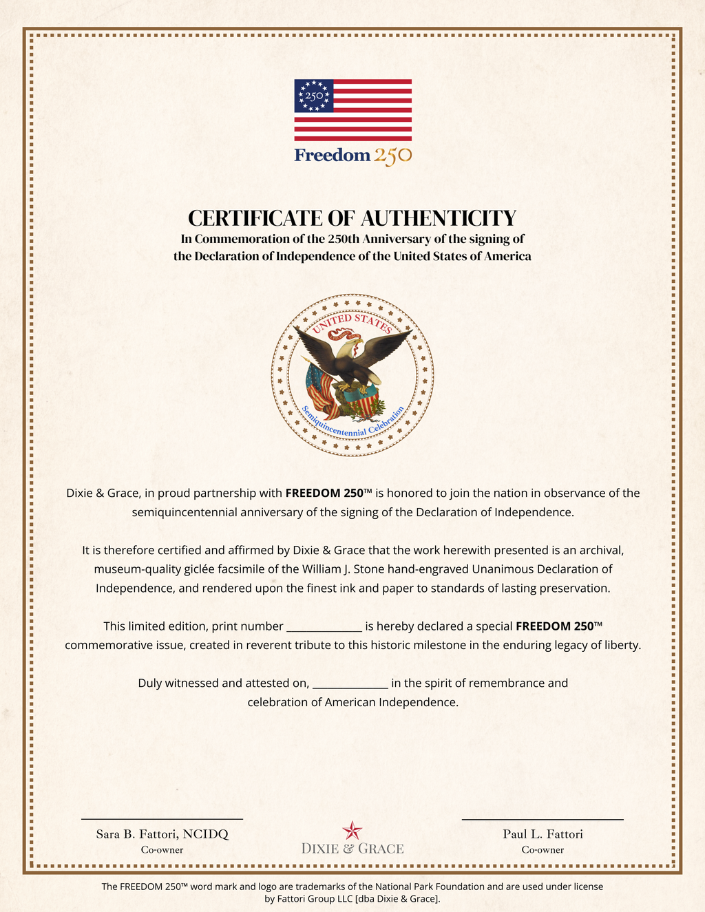 Declaration of Independence: Freedom 250 [Giclée Print]